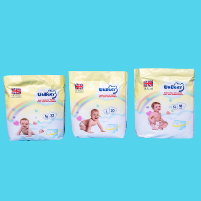 White ADL Baby Pull Up Pants Super Absorbency Organic Pull Up Diapers Printed
