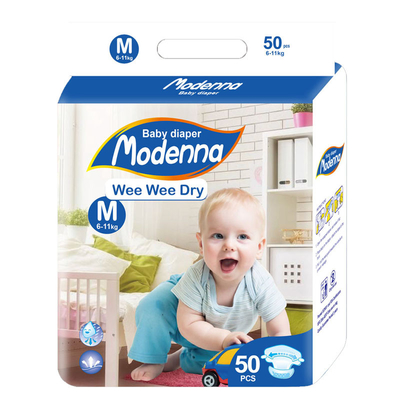 SGS Printed Clothlike Disposable Baby Diaper Adjustable Comfortable